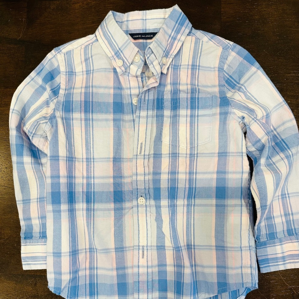 Janie and Jack Blue Plaid Shirt